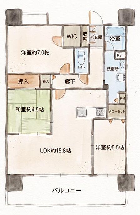 3LDK 間取り