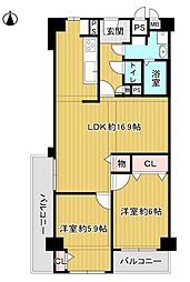 シャルマンコーポ今里 2LDKの間取図画像