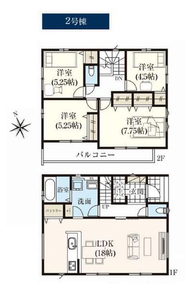 2号棟　土地面積115.62平米　建物面積100.19平米