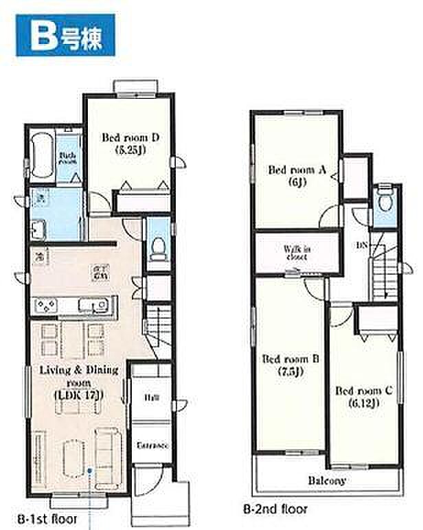 B号棟　土地面積133.28平米　建物面積98.32平米