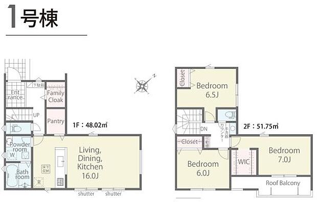 1号棟　土地面積141.94平米　建物面積99.77平米