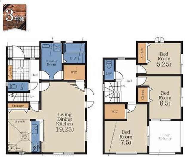 3号棟　土地面積144.13平米　建物面積106.10平米