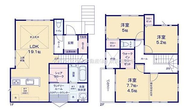 1号棟　土地面積136.71平米　建物面積99.76平米