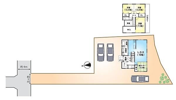 ■参考プラン（2階建）【106.92平米（1F60.75平米　2F46.17平米）　木造2階建　建物価格：2135万円（税込）（外構費用、建築確認費用別途要）】