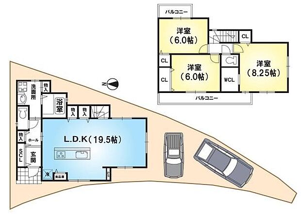 ・木造2階建・3LDK・駐車2台可・建延93.28平米（1F49.95平米　2F43.33平米）※建物価格、建築確認費用、外構工事費用は建築時期により価格の変動がございますのでご相談下さい。