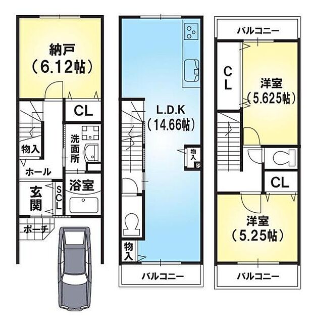 ■参考プラン有・木造3階一戸建・駐車1台可・2SLDK・建延80.78平米【1階24.09平米 2階29.76平米 3階26.93平米】・建物価格:2198万円(税込)