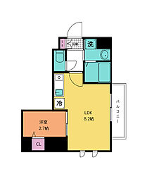 ヴェール広瀬町 1LDKの間取図画像