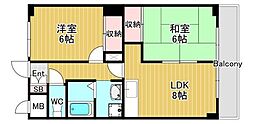 鶴見グリーンコート 2DKの間取図画像