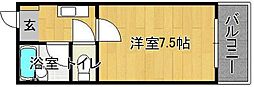 カーサー東住吉5 1Kの間取図画像