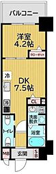 ふぁみ～ゆ平野 1DKの間取図画像