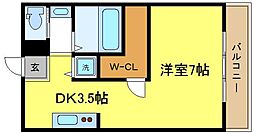 阪東ハイツ 1DKの間取図画像