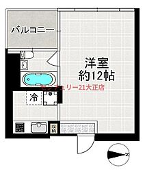 アクアプレイス大阪レジェンド2 8階ワンルームの間取り