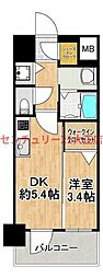 エステムコート難波WEST-SIDE9レジデント 3階1DKの間取り