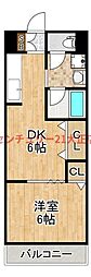 シャトー弁天参番館 1DKの間取図画像