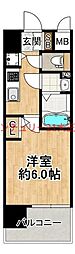 エスリード大阪エヴォルツ 1Kの間取図画像