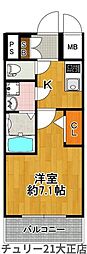 S-FORTTaishoriviere 1Kの間取図画像