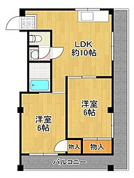 谷口ハイツ 2LDKの間取図画像