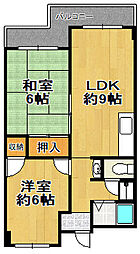 栄平尾マンション 2LDKの間取図画像