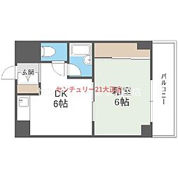 シャトー波除 1DKの間取図画像