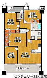 キングスクエアヴィルジア大阪 4LDKの間取図画像