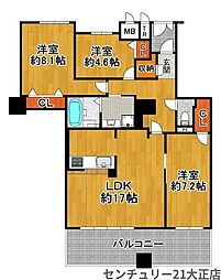キングスクエアザ・タワーランドレックス 3LDKの間取図画像