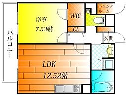 VENUSTA 1LDKの間取図画像
