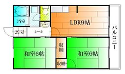 伴林ハイタウンB棟 2LDKの間取図画像