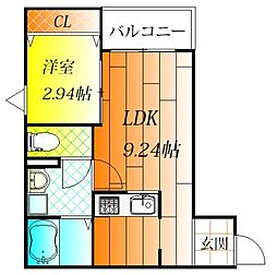 エフスタイル藤井寺・岡1号館 1LDKの間取図画像