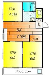 STEADY羽曳野 3DKの間取図画像