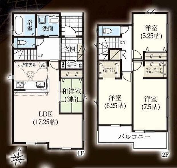 4LDK、2階建てウォークインクローゼットが2ヶ所、シューズクローク付き♪