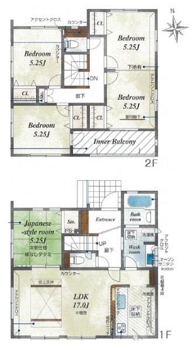2階10.5帖洋室は間仕切り可能な下地付き!駐車スペース3台、4LDK→5LDKに変更可能♪1階和室は洋室仕様です!徒歩圏内に生活施設が揃っています!