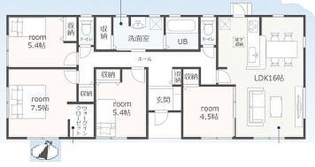敷地は広々約96坪！　駐車スペース3台！4LDK、平屋建て！ウォークインクローゼット1ヶ所付き♪