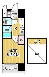 エステムコート難波WESTーSIDE大阪ドーム前 1Kの間取り