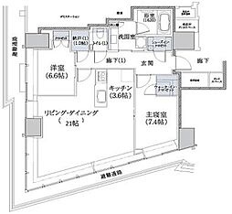 Brillia Tower 堂島 2LDKの間取り