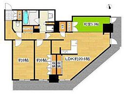 阿波座ライズタワーズフラッグ46 3LDKの間取図画像
