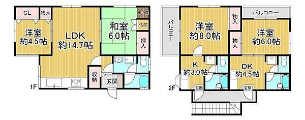 間取り：2LDK+1DK+1K