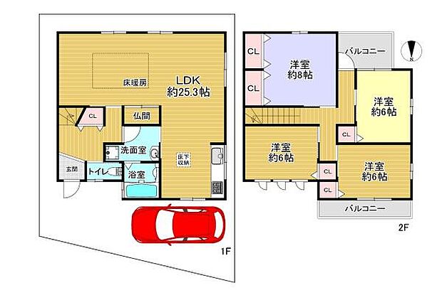 ＪＲ片町線 藤阪駅まで 徒歩18分(3LDK)の間取り