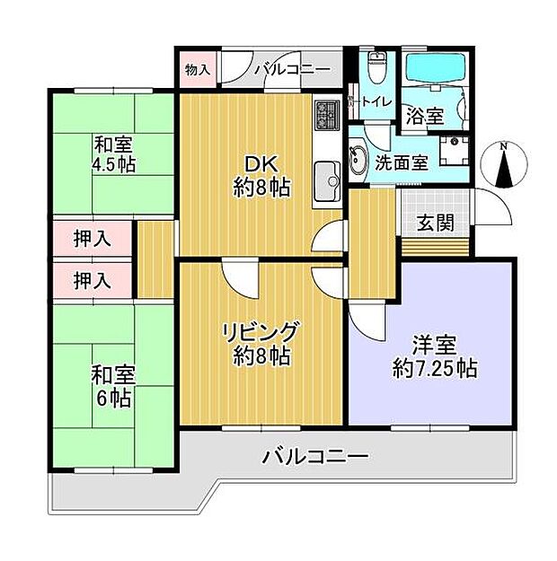 藤阪ハイツ　A6棟(4DK) 4階の間取り