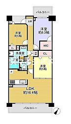 リバティパーク枚方B棟 3LDKの間取り