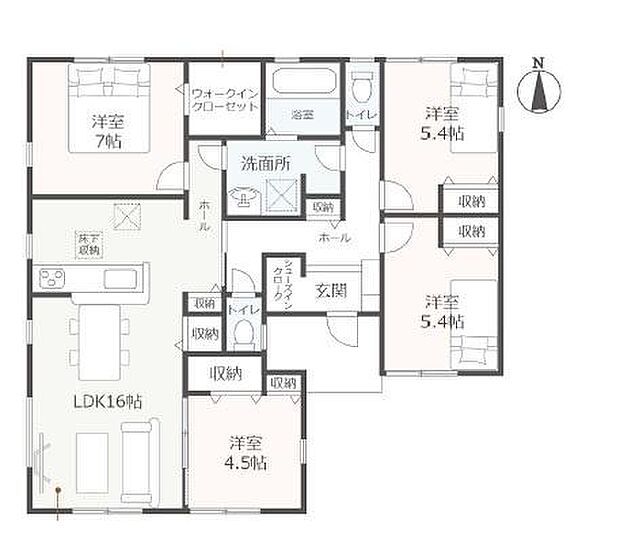 4LDK、平屋建て！　ウォークインクローゼット、シューズクローク付き！生活利便のよい福田エリアです♪