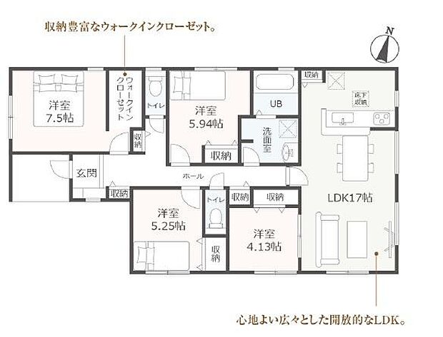全室フローリング、4LDKの平屋建て!敷地は広々、約93.坪♪