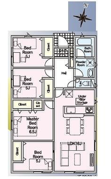 全室フローリング4LDK、平屋建て♪駐車スペース6台！敷地は約85坪！