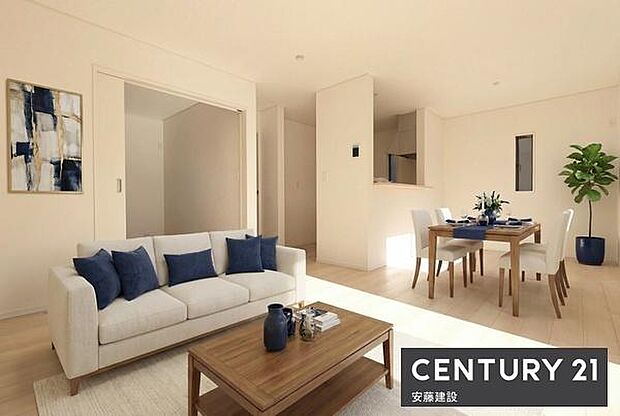 水回り設備が集約した家事効率の良い設計！日当たりの良い南道路接道！※家具や小物はCGによるイメージです。家具付き販売ではございません。