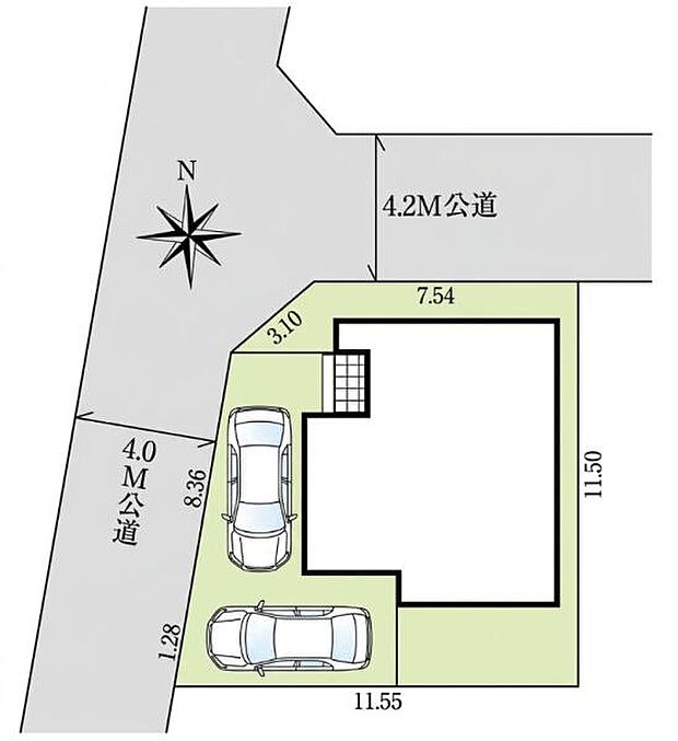 角地で明るく開放的