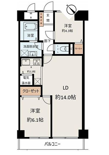 2LDK 間取り