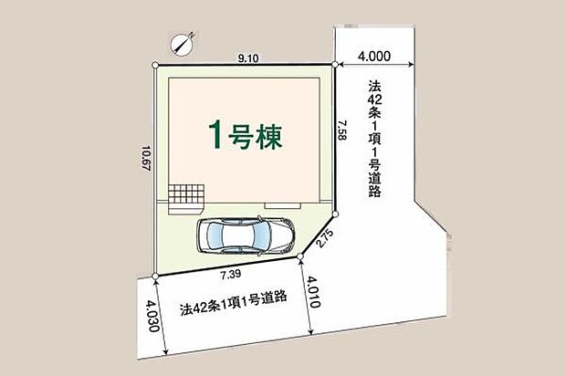 敷地約27坪、採光豊かな二方角地