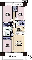 デュオヒルズつくばエンブレム 2階3LDKの間取り
