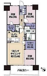 つくばグランヴィラカームヴィラ 3SLDKの間取図画像