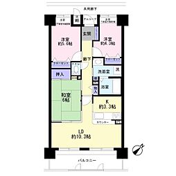 クォーレ岸和田　中古マンション 3LDKの間取り