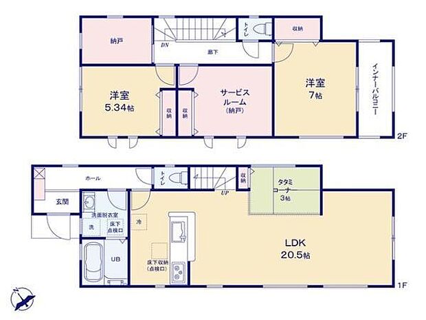 2LDK＋2S＋畳コーナー3帖の間取り